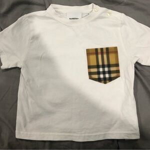 Burberry Kids White T-Shirt with Plaid Pocket